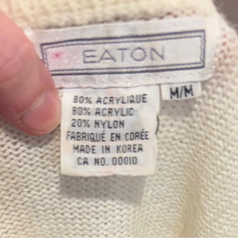 Vintage Eaton Cream Bow Embellished Sweater | Pearl Detail | Women’s M - Picture 5 of 10